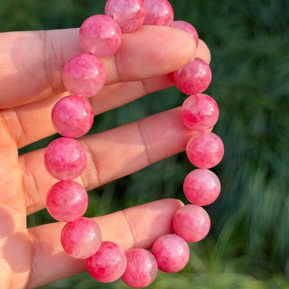 12mm stretchable pink rhodonite bracelet 1190‎